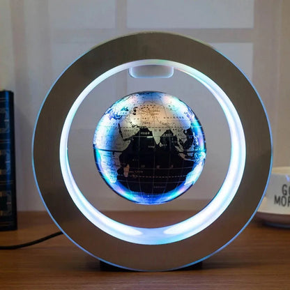 Globo Terráqueo Levitante con Luz LED Multicolor – Decoración Magnética Giratoria
