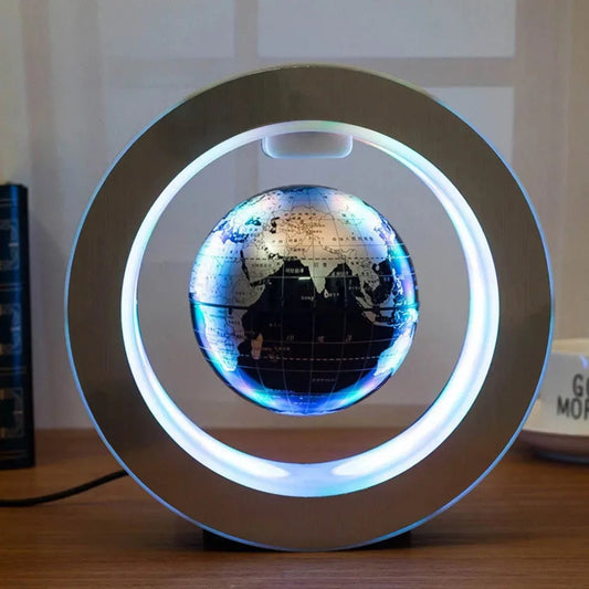 Globo Terráqueo Levitante con Luz LED Multicolor – Decoración Magnética Giratoria