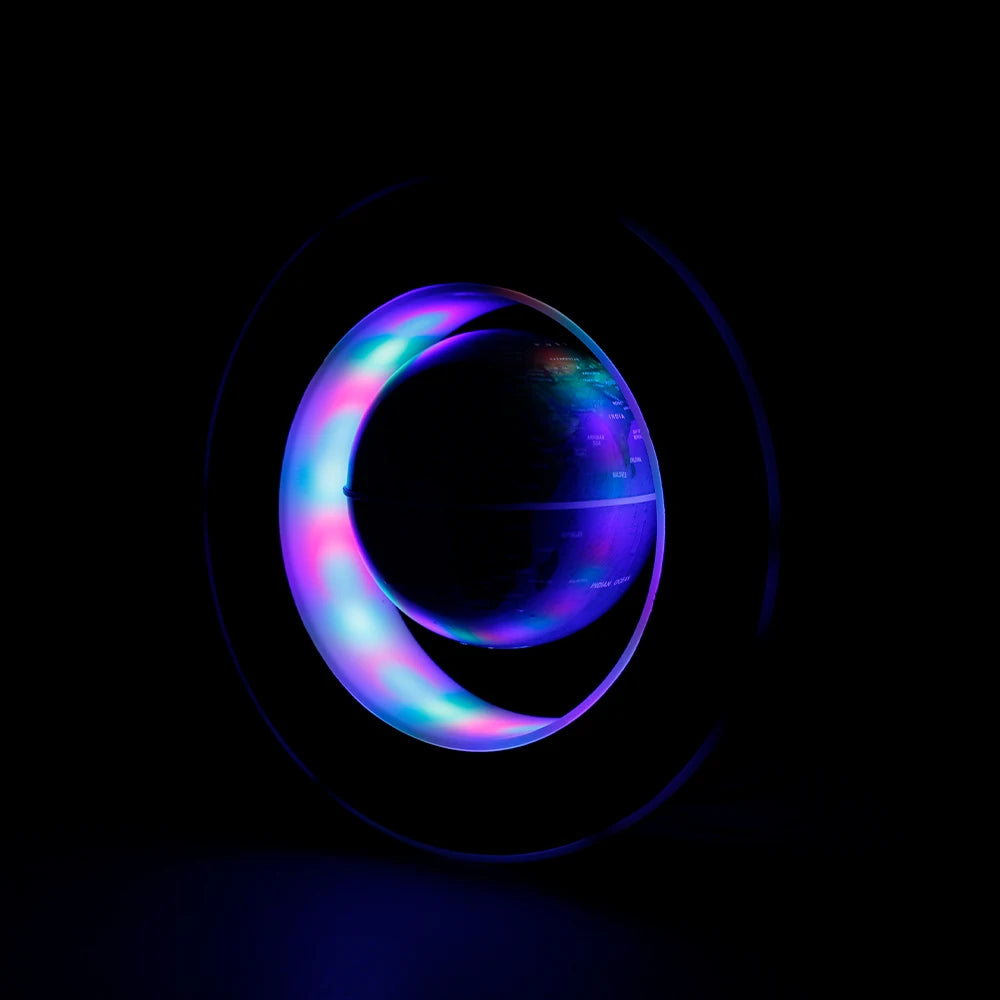 Globo Terráqueo Levitante con Luz LED Multicolor – Decoración Magnética Giratoria