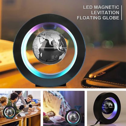 Globo Terráqueo Levitante con Luz LED Multicolor – Decoración Magnética Giratoria
