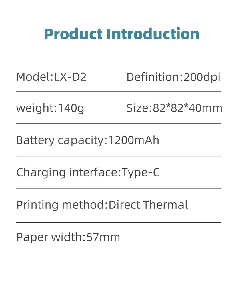 Impresora Portátil Bluetooth  Etiquetas y Fotos sin Tinta