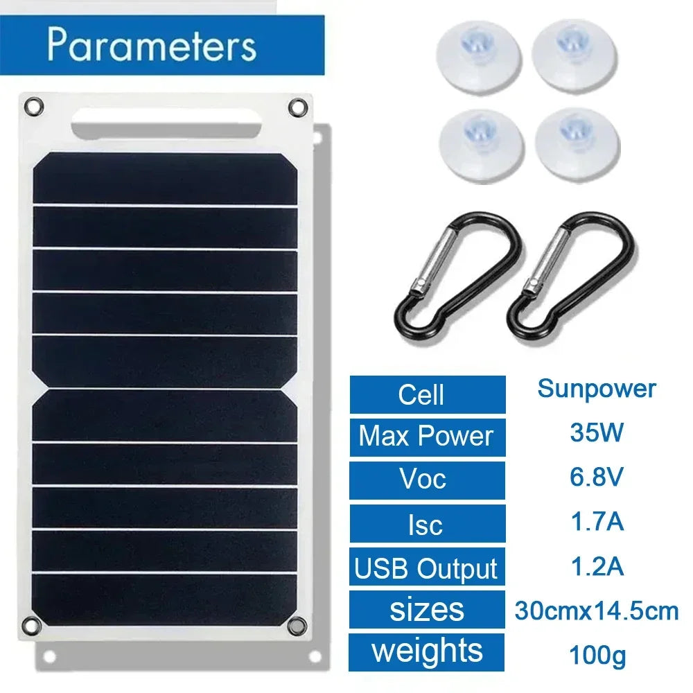 Panel Solar Portátil 35W Sunpower con USB 5V