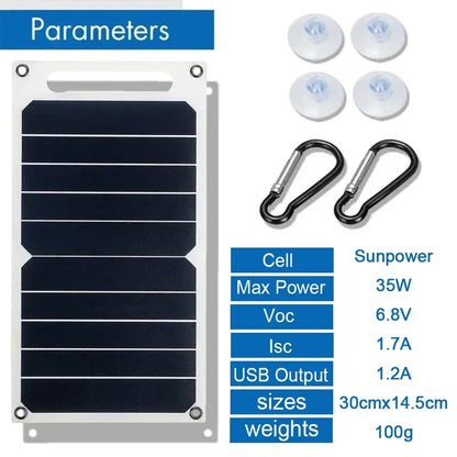 Panel Solar Portátil 35W Sunpower con USB 5V