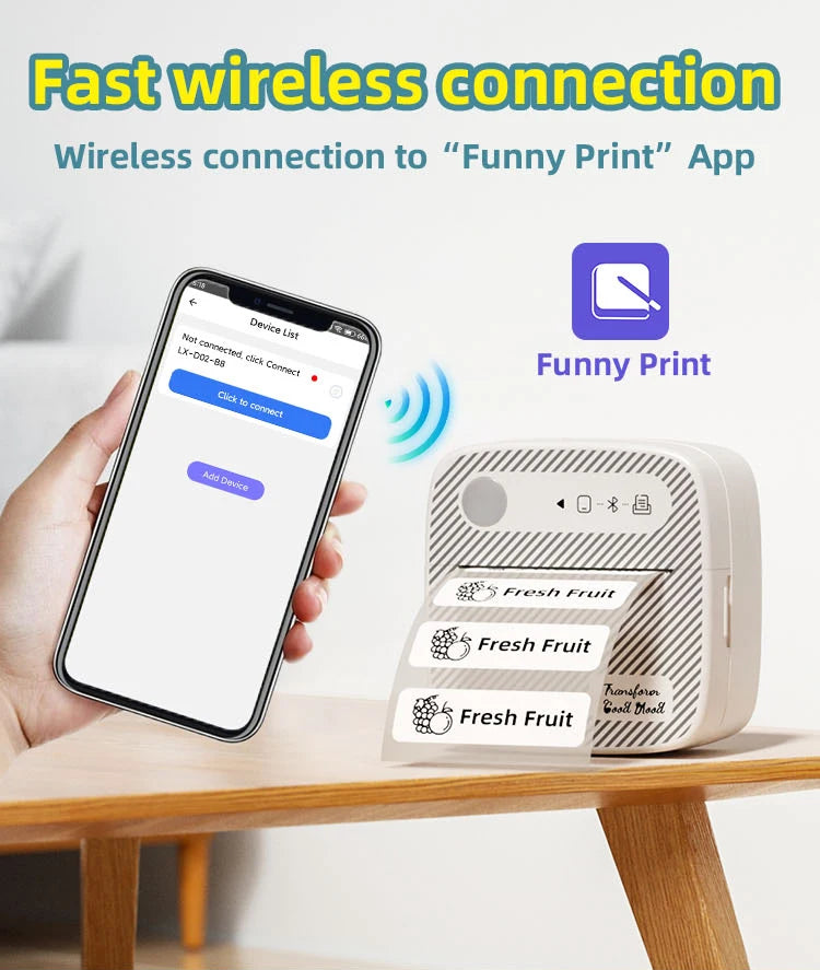 Impresora Portátil Bluetooth  Etiquetas y Fotos sin Tinta