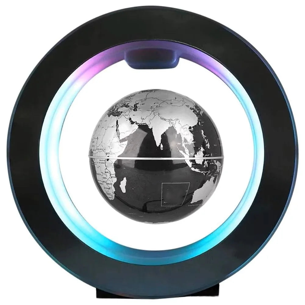 Globo Terráqueo Levitante con Luz LED Multicolor – Decoración Magnética Giratoria