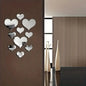 Set Pegatinas de Pared Corazones 3D Efecto Espejo