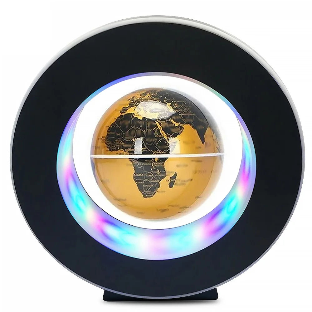 Globo Terráqueo Levitante con Luz LED Multicolor – Decoración Magnética Giratoria