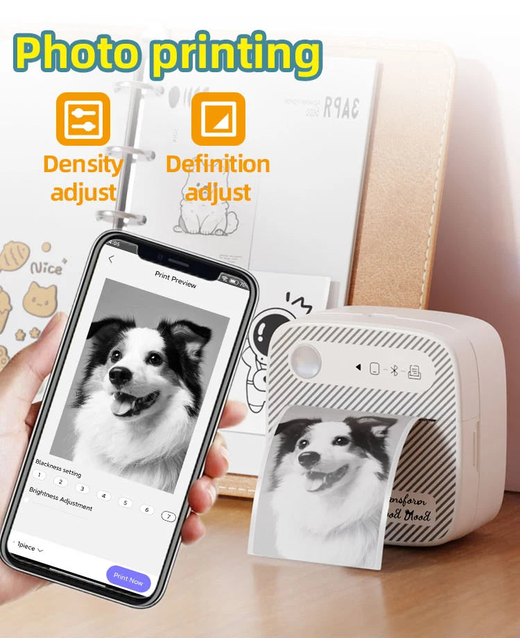 Impresora Portátil Bluetooth  Etiquetas y Fotos sin Tinta