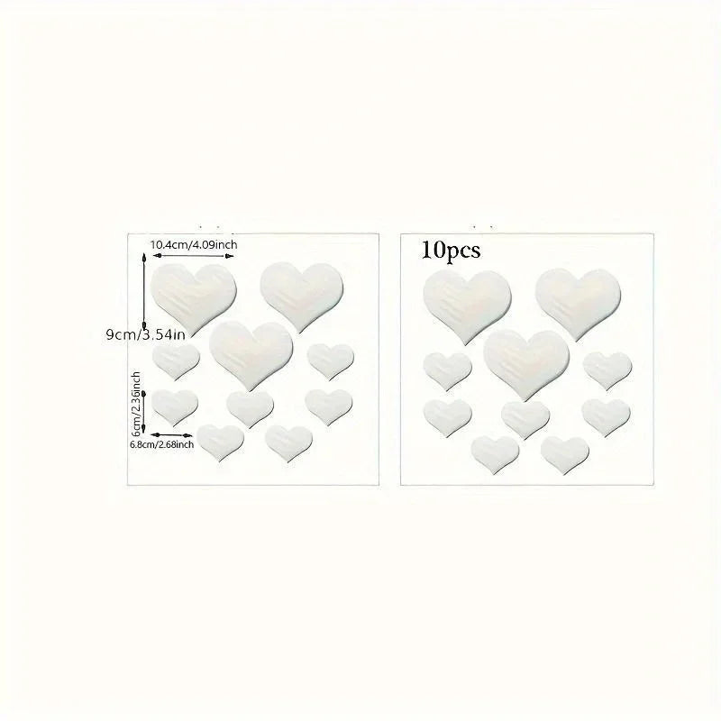 Set Pegatinas de Pared Corazones 3D Efecto Espejo