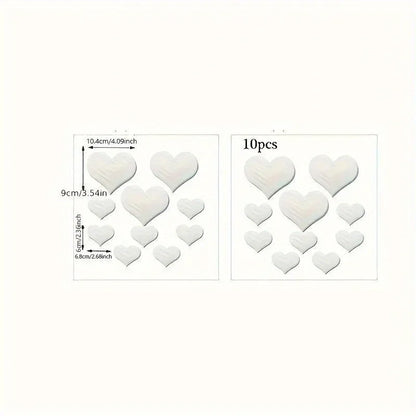 Set Pegatinas de Pared Corazones 3D Efecto Espejo
