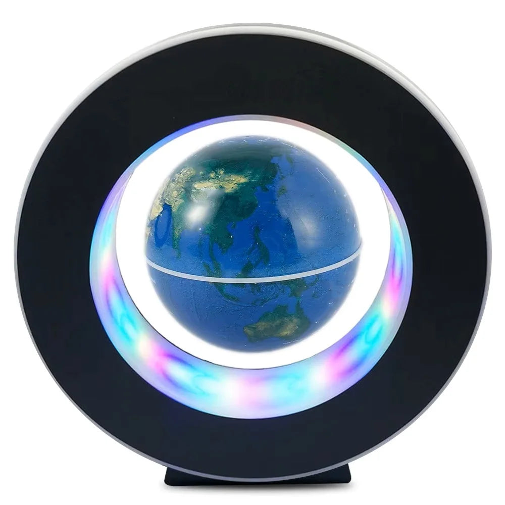 Globo Terráqueo Levitante con Luz LED Multicolor – Decoración Magnética Giratoria