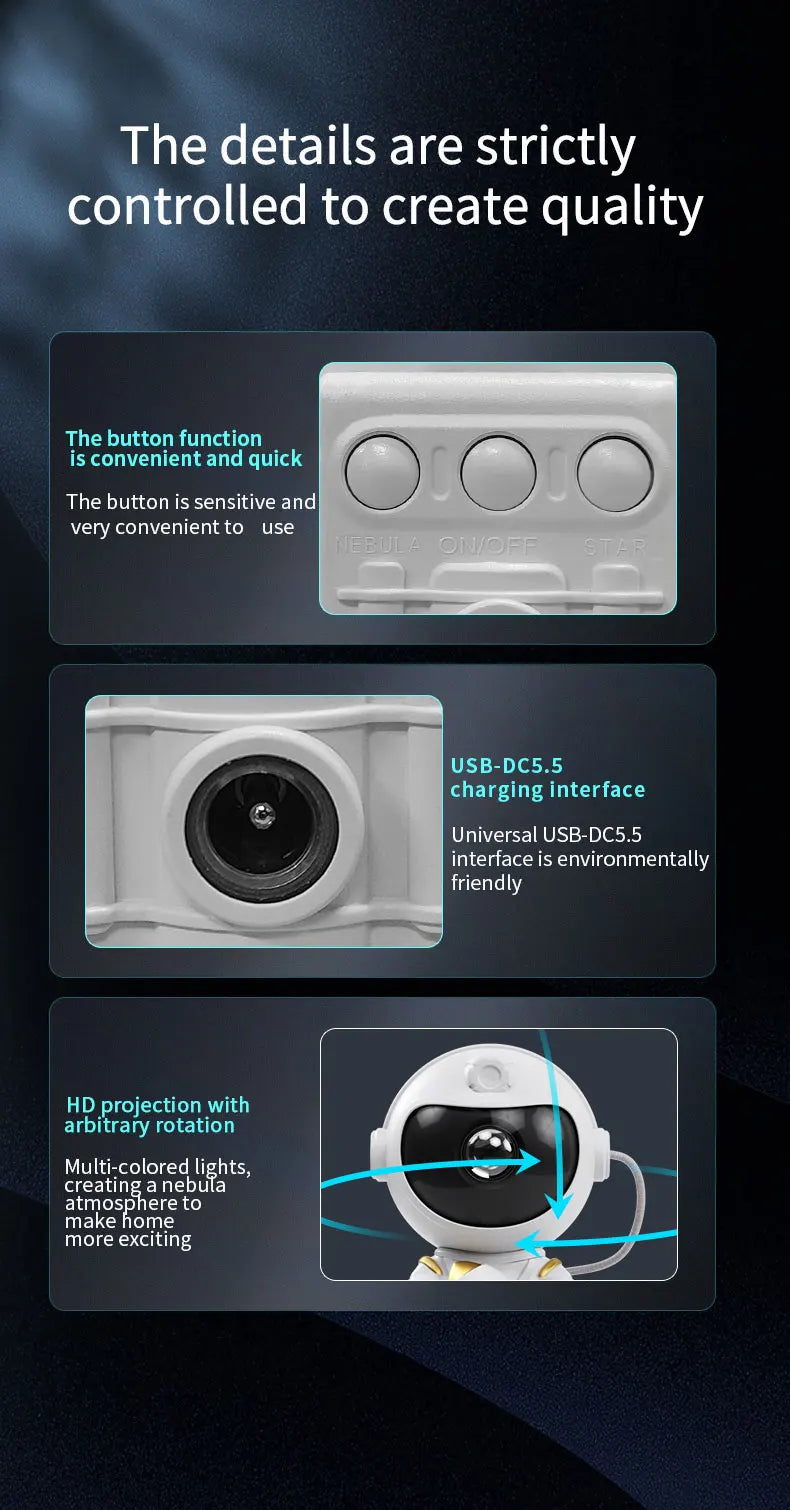 Proyector LED Estrellas y Galaxias Astronauta para Habitación Infantil