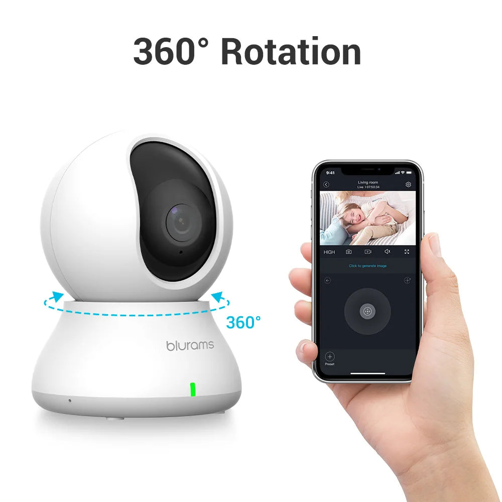 Cámara de Seguridad WiFi 2K 360° con Doble Lente y Detección de Movimiento